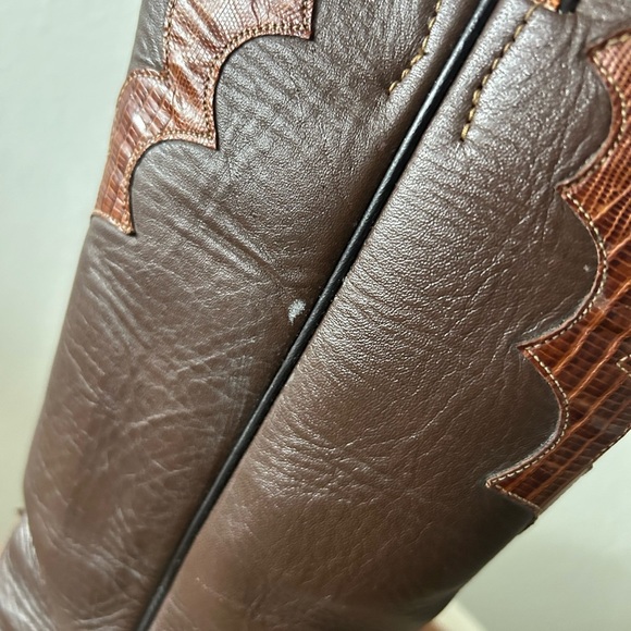 Justin Women’s Size 5.5 Two-Tone Lizard Skin Leather Tall Western Boots - Picture 4 of 7